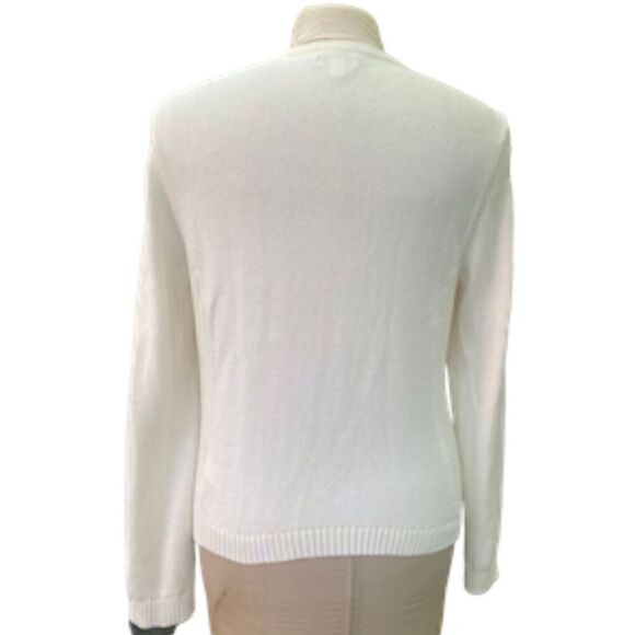 Croft & Barrow Quilted Sweater/Jacket Winter White Sz. L Full Zip - Picture 4 of 14